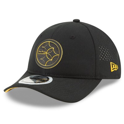 Men's Pittsburgh Steelers New Era Black 2018 Training Camp Primary 9TWENTY Adjustable Hat 3060727